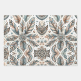 羽毛のある花 ラッピングペーパーシート