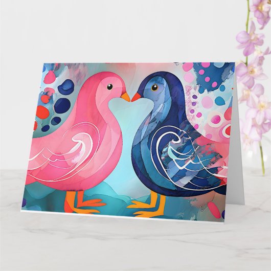 "羽毛のキス" ハッピーバレンタインデー カード (蘭)