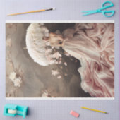 羽毛の付いたパラソルを持つ女性、マグノリア・フラムス 薄葉紙 (クラフト)