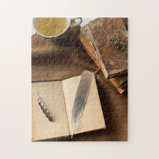 羽毛の付いた本 ジグソーパズル (縦)