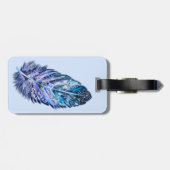 羽毛の付いた青いラゲッジタグ ラゲッジタグ (裏面横)