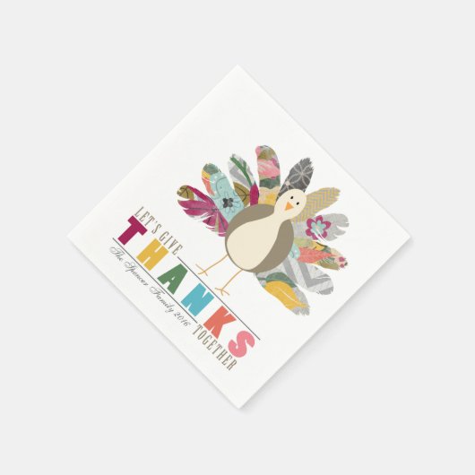 羽毛の友よパーソナライズされたり感謝祭ナプキンス スタンダードカクテルナプキン (角)