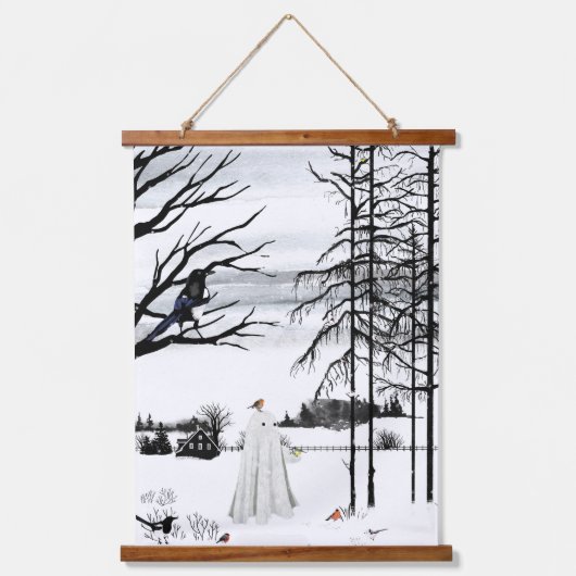 羽毛の友人 吊り下げ型タペストリー (正面)