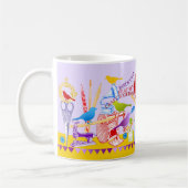 羽毛の小鳥が一緒にマグマウヴ コーヒーマグカップ (左)