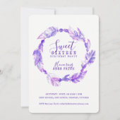 羽毛の水色sweet sixteen紫 招待状 (正面)