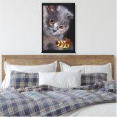 羽毛の生えたイギリス短毛猫 キャンバスプリント (インサイチュ (寝室))