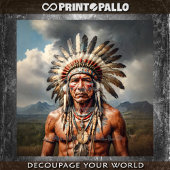 羽毛の生えたインディアンの老人チーフ 薄葉紙