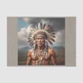 羽毛の生えたインディアンの老人チーフ 薄葉紙 (正面)