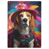 羽毛の生えた帽子をかぶって歩く クリップボード (裏面)