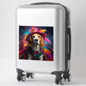 羽毛の生えた帽子をかぶって歩く シール (スーツケース)