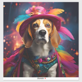 羽毛の生えた帽子をかぶって歩く シール