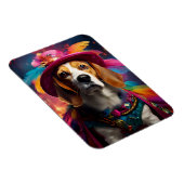 羽毛の生えた帽子をかぶって歩く マグネット (右側)