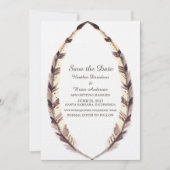 羽毛の縁飾り 保存日付のお知らせ 招待状 (正面)