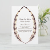 羽毛の縁飾り 保存日付のご案内 招待状 (スタンド正面)