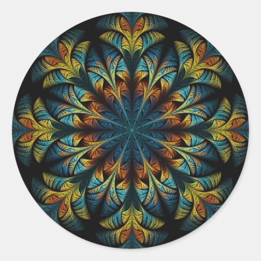 羽毛の花のシール ラウンドシール (正面)