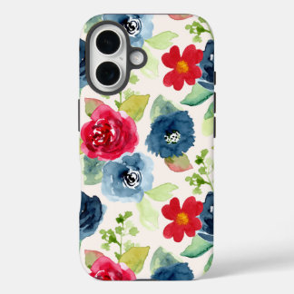 羽毛の花を印刷 iPhone 16ケース