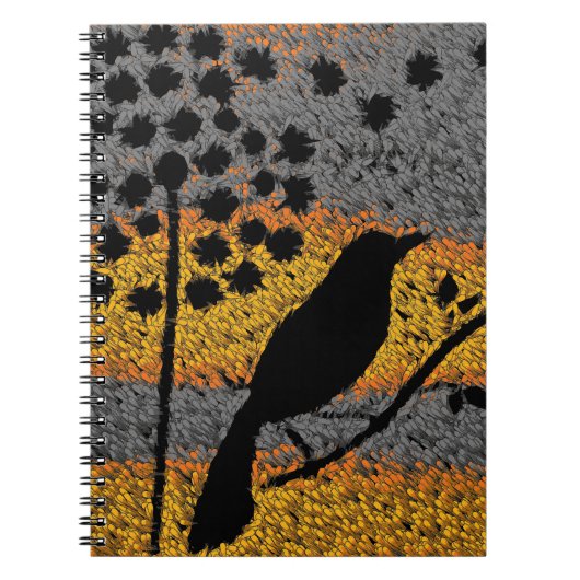 羽毛の螺旋状手帳の間の鳥 ノートブック (正面)