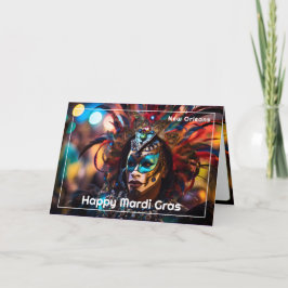 💚💜💛羽毛の豪華さ:マルディグラスの光 カード