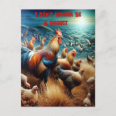 羽毛の集まり:牧草地を徘徊する鶏 ポストカード (正面)