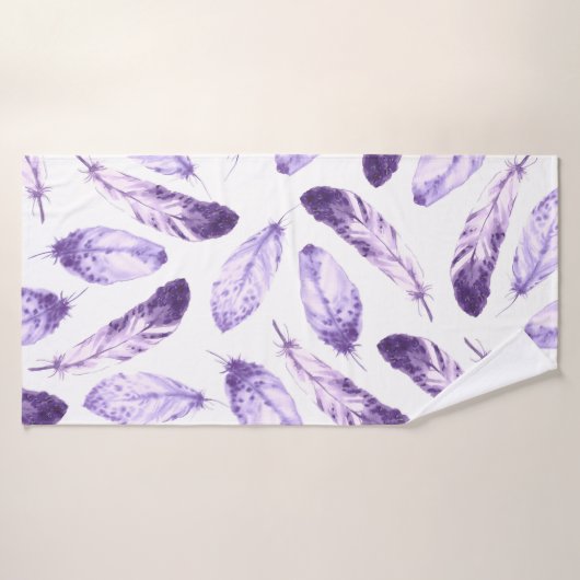 羽毛の飾り継ぎ目のない模様。ウォータータ バスタオル (バスタオル)