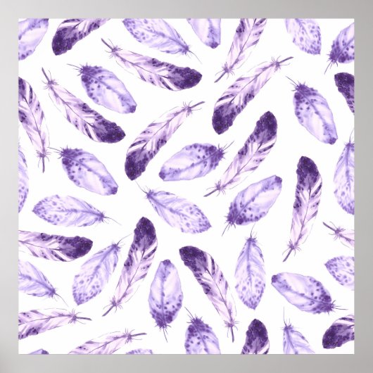 羽毛の飾り継ぎ目のない模様。ウォータータ ポスター (正面)