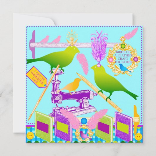 羽毛の鳥が一緒にフラットカード シーズンカード (正面)