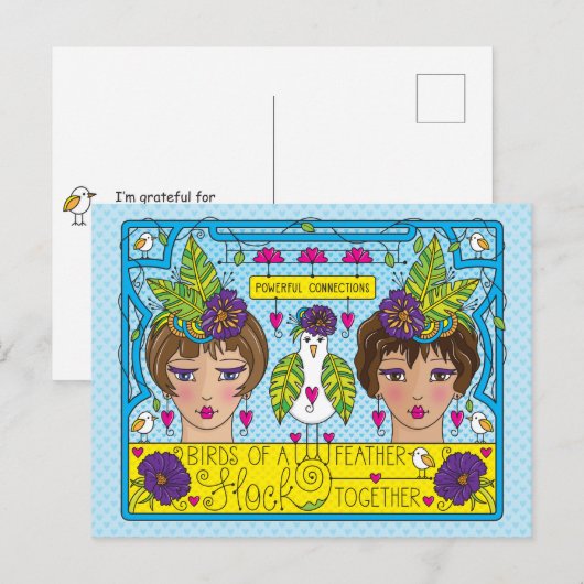 羽毛の鳥 ポストカード (正面/裏面)