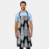 羽毛ぼほ：白黒 エプロン (着用した状態)