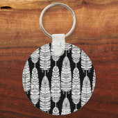 羽毛ぼほ：白黒 キーホルダー (裏面)