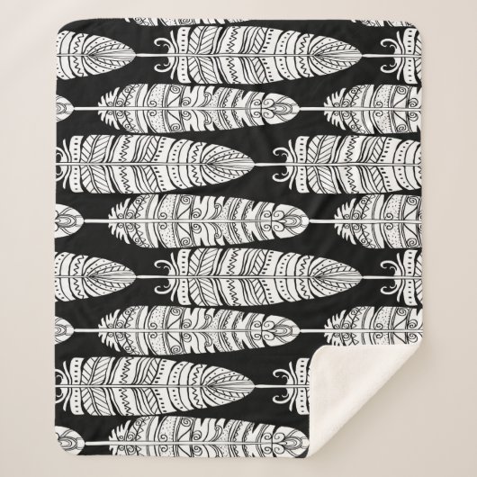 羽毛ぼほ：白黒 シェルパブランケット (正面)