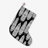 羽毛ぼほ：白黒 スモールクリスマスストッキング (正面 (吊り時))