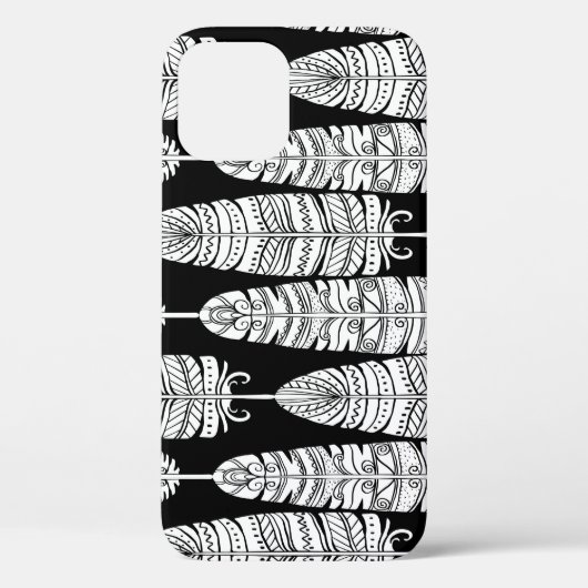 羽毛ぼほ:白黒 Case-Mate iPhoneケース (裏面)
