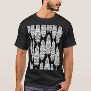 羽毛ぼほ:白黒 Tシャツ