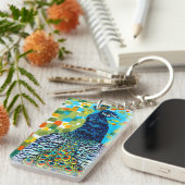 羽毛をつけられた孔雀II キーホルダー (正面右)