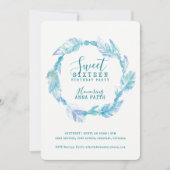 羽毛アクアウォーター色sweet sixteen招待状 招待状 (正面)