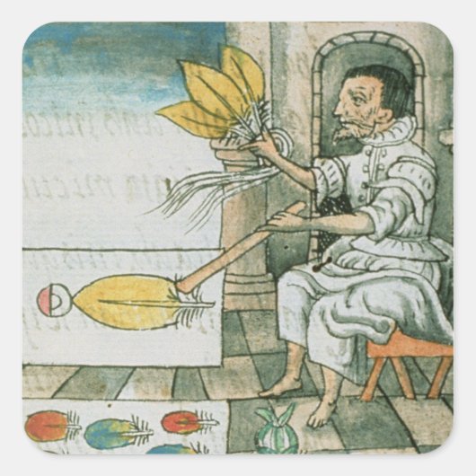 羽毛アステカ職人 スクエアシール (正面)