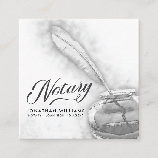 羽毛インクペン公証人 スクエア名刺 (正面)