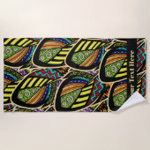 羽毛カラフルカスタム文字ビーチタオル ビーチタオル (正面)