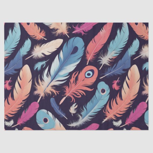 羽毛カラフル分離組織工芸 薄葉紙 (正面)