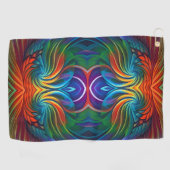 羽毛カラフル渦 ゴルフタオル (横)