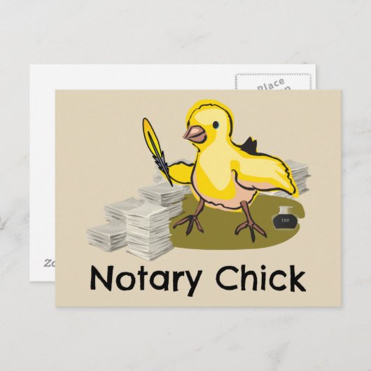 羽毛クイルとドキュメントを持つ公証人の雛 ポストカード (正面/裏面)