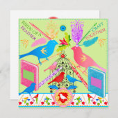 羽毛クラフトの鳥が一緒にフラットカード2 シーズンカード (正面/裏面)