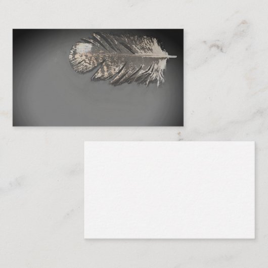 羽毛グレーの素朴名刺 名刺 (正面/裏面)