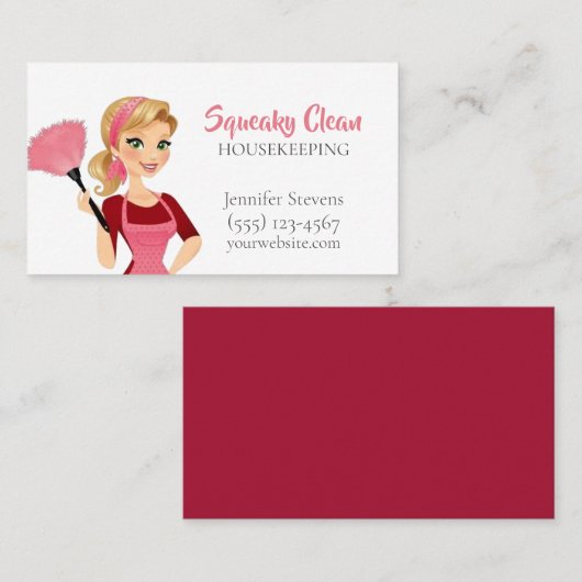 羽毛ダスターメイドハウスクリーニングサービス 名刺 (正面/裏面)
