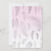 羽毛テーマ結婚式招待状ピンクとグレー 招待状 (裏面)