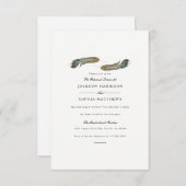 羽毛デュオ |水彩結婚式の招待 招待状 (正面/裏面)