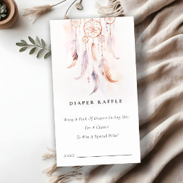 羽毛ドリームキャッチャーおむつラッフルベビーシャワー エンクロージャーカード
