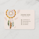 羽毛ドリームキャッチャー先住民QRコードモノグラム 名刺 (裏面)