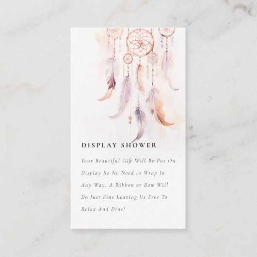 羽毛ドリームキャッチャー表示シャワー赤ちゃんシャワー エンクロージャーカード (正面)