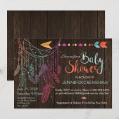 羽毛ドリームキャッチャー赤ちゃんシャワー招待状 招待状 (正面/裏面)